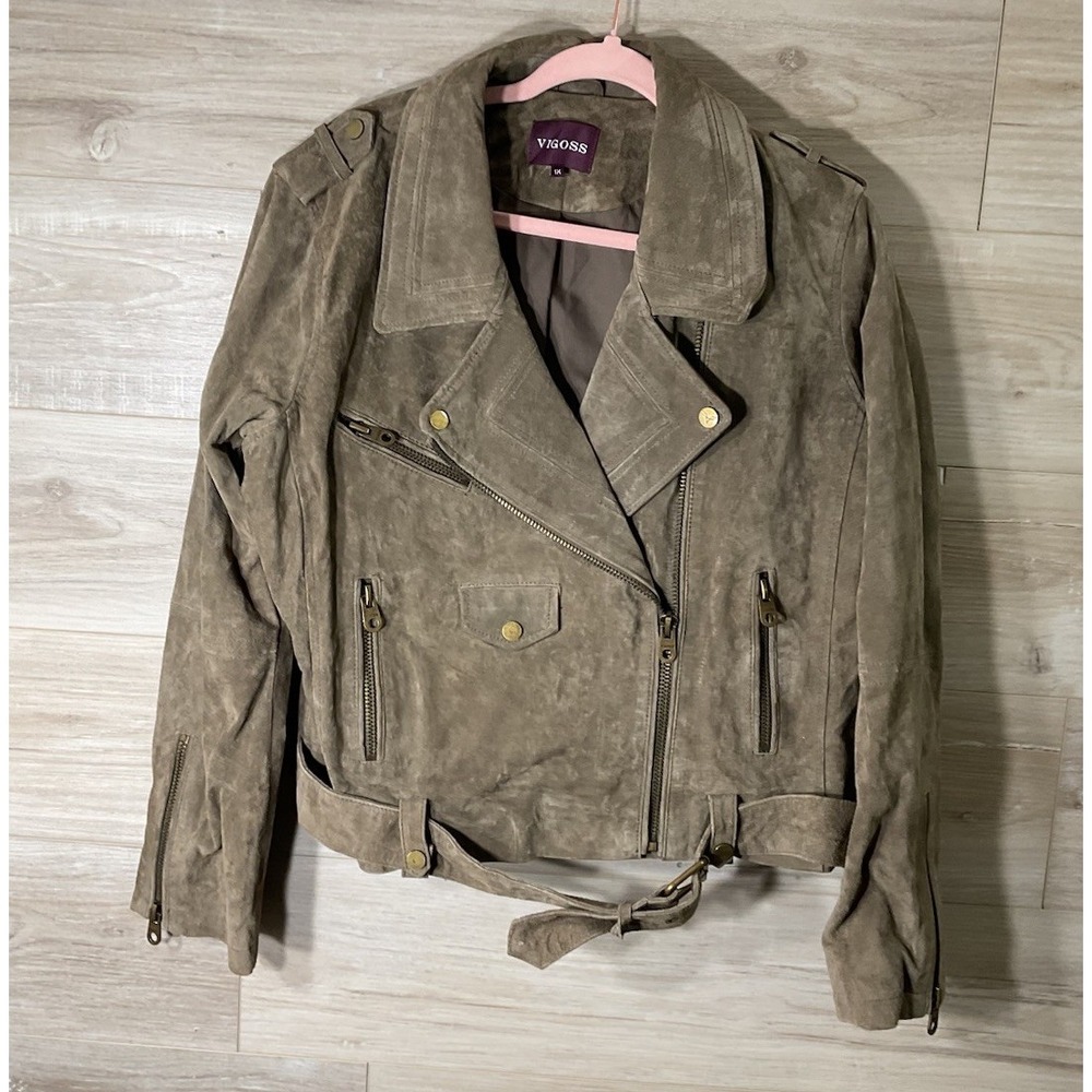 Western Gothic Boho Grunge Indie Sleeze Brown Leather Moto Jacket Womens 1X
